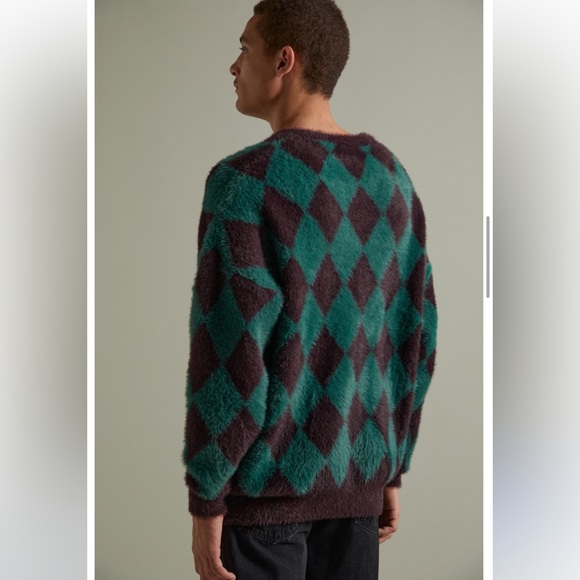 New Men’s AJOBYAJO Harlequin Check Crew Neck Sweater!!🔥🔥🔥 - Picture 3 of 16